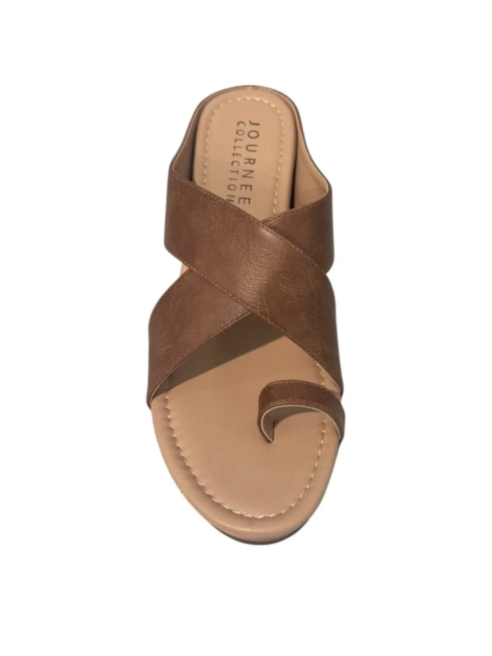 Journee Womens Rayna Brown Wedge Heel Slip on Sandals Size 8.5 - NWB